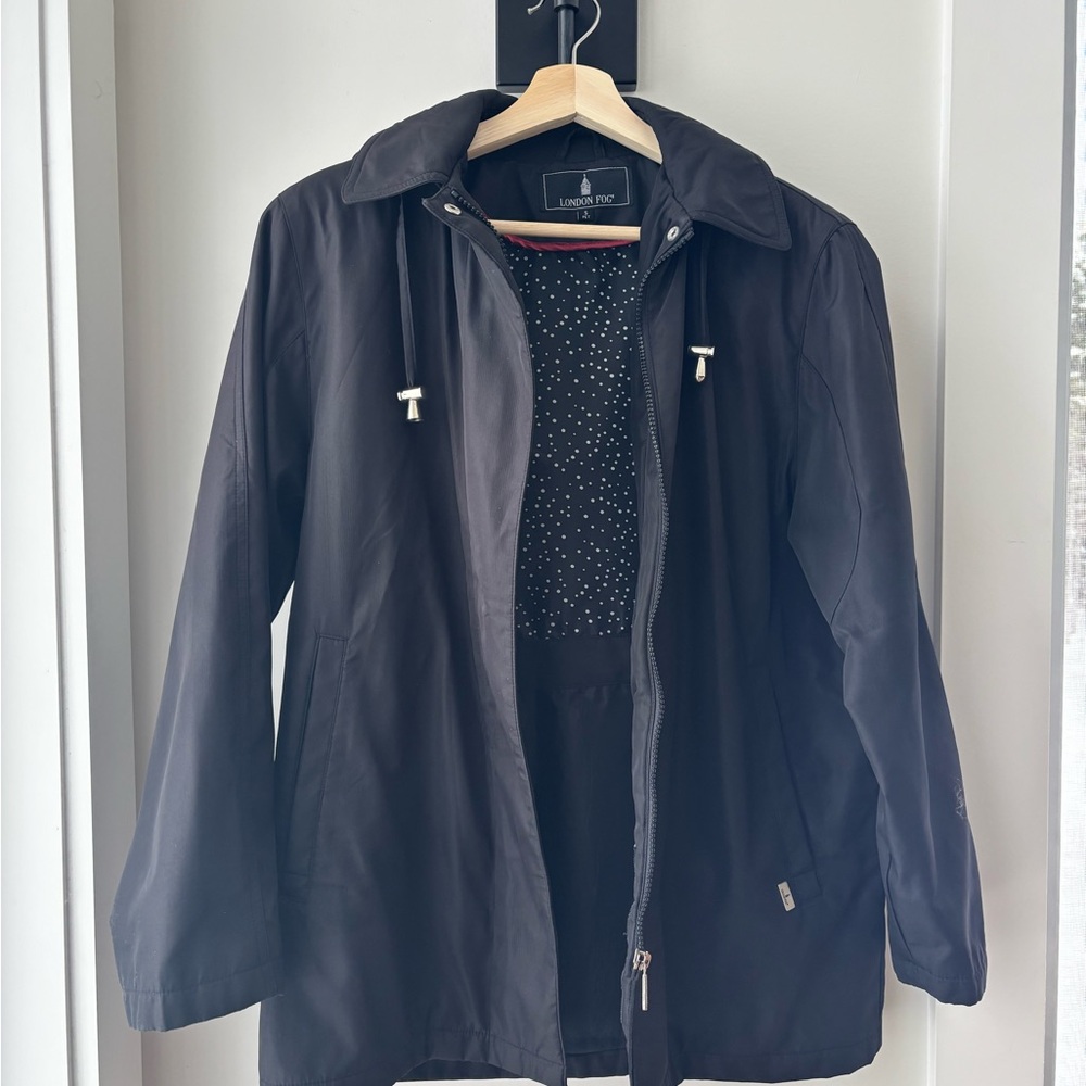 Women’s Black London Fog Jacket with Removable Hood